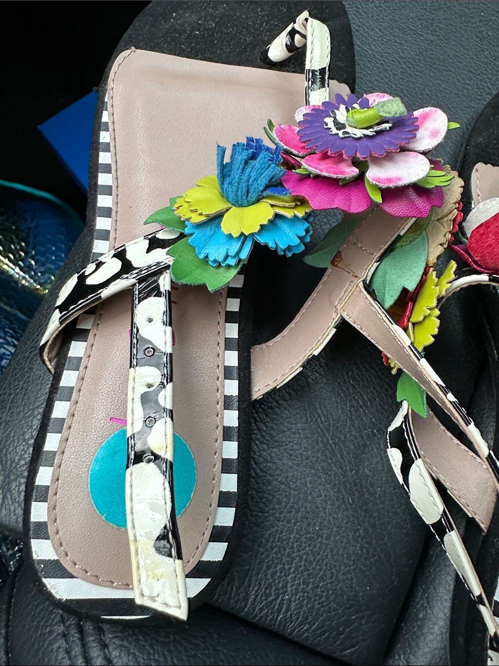 Betsey Johnson Girl’s Floral Embellished Sandal - Colorful Flower -Size 2 - Picture 2 of 9
